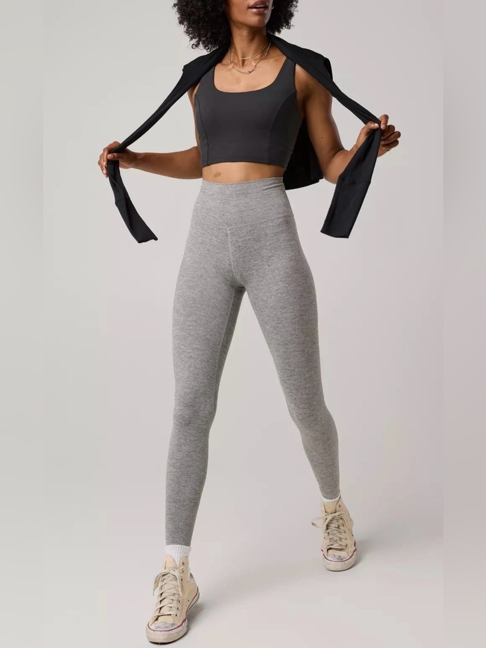 NWOT Aerie The Hugger High Rise Leggings Heathered Grey, size L
